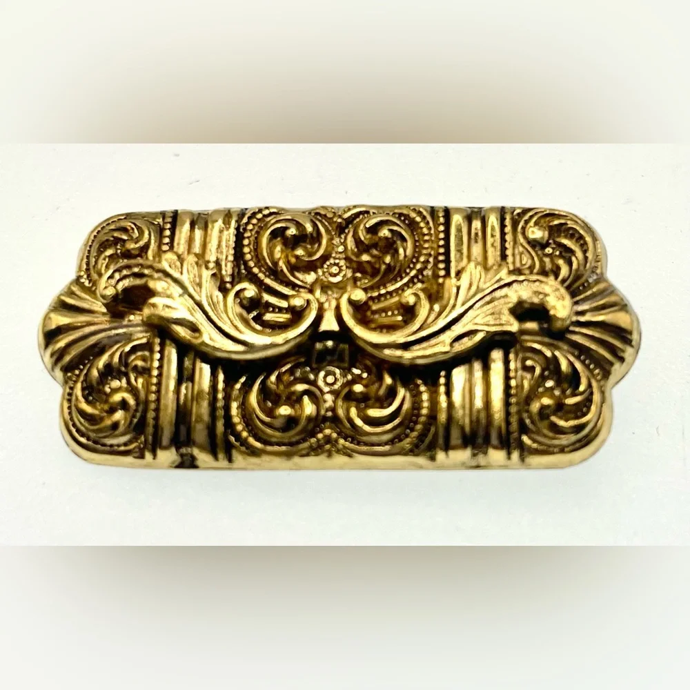 Vintage Gold Tone Ornate Bar Brooch Filigree Victorian Revival Statement Pin - Picture 2 of 5